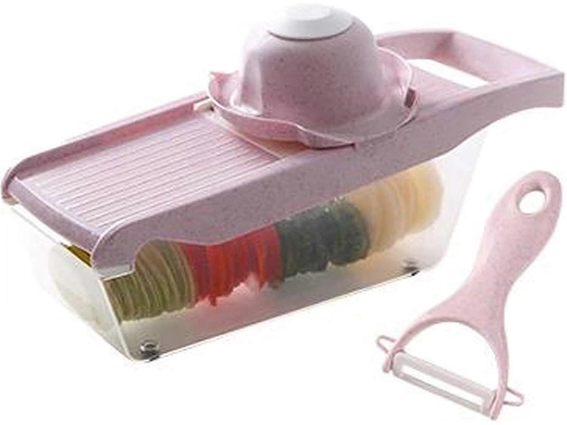 Mandolina de cocina rosa ajustable 6 en 1 para ensaladas Everley891