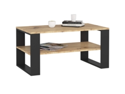 Mesa De Centro Alex Roble Artisan 92 Cm Con Patas En Color Negro 92x53x45 Cm