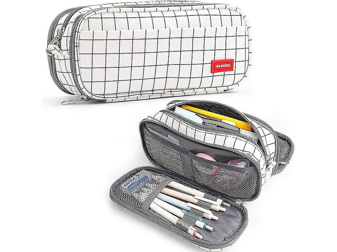 Estuche de gran capacidad de tres capas, bolsa multifuncional de lona para estudiantes, estuche Chennnls