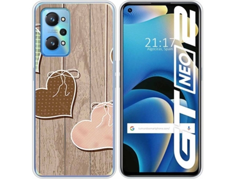 Carcasa Realme GT NEO 2 5G TUMUNDOSMARTPHONE Corazones Madera Multicolor