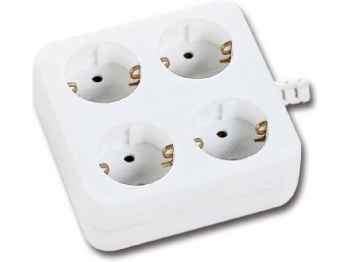 Extensión Cuádruple Cuadrada Blanca con Cable AIGOSTAR 1,5 metros