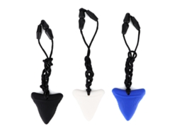 3pcs Colar De Silicone Para Mastigação Sensorial Com Pingente De Tubarão Preto Branco Azul