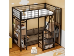 Cama Alta De Metal De 90x200 Con Estantes Y Escalera.