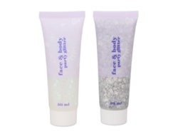 2 unidades de gel con purpurina blanca y plateada para maquillaje y festivales.
