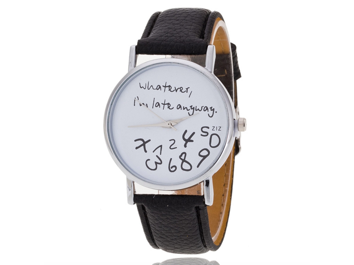 Reloj Unisex Informal De Cuarzo Con Correa De Pu, Letras De Moda, Negro.