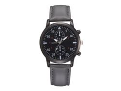 Reloj De Pulsera Informal Para Hombre De Piel Sintética Con Movimiento De Cuarzo Y Esfera Redonda Gris.
