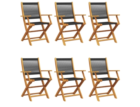 Conjunto 6 Silla De Jardín VIDAXL Negro Madera