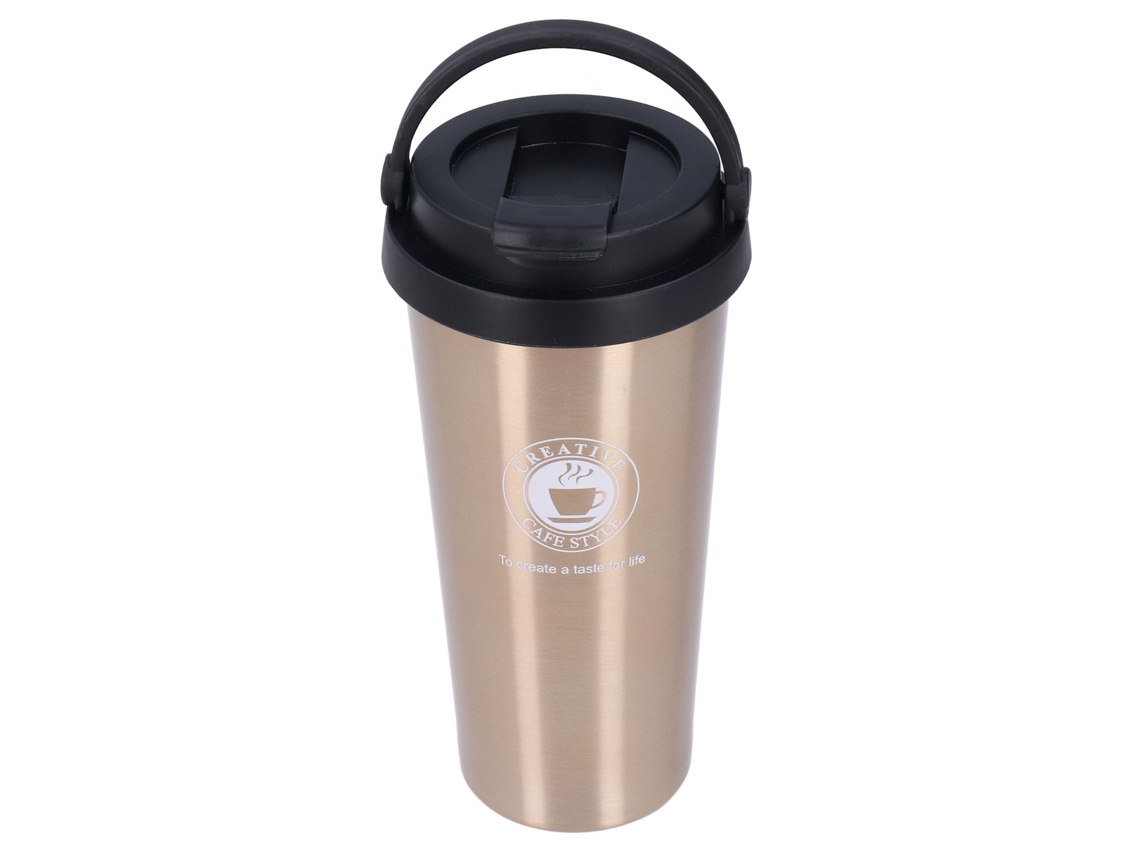 MEOIRUERY Vaso Térmico de Acero Inoxidable 304 500ml, Botella de Vacío con Asa, Taza Portátil para Café para Viaje al Aire Libre