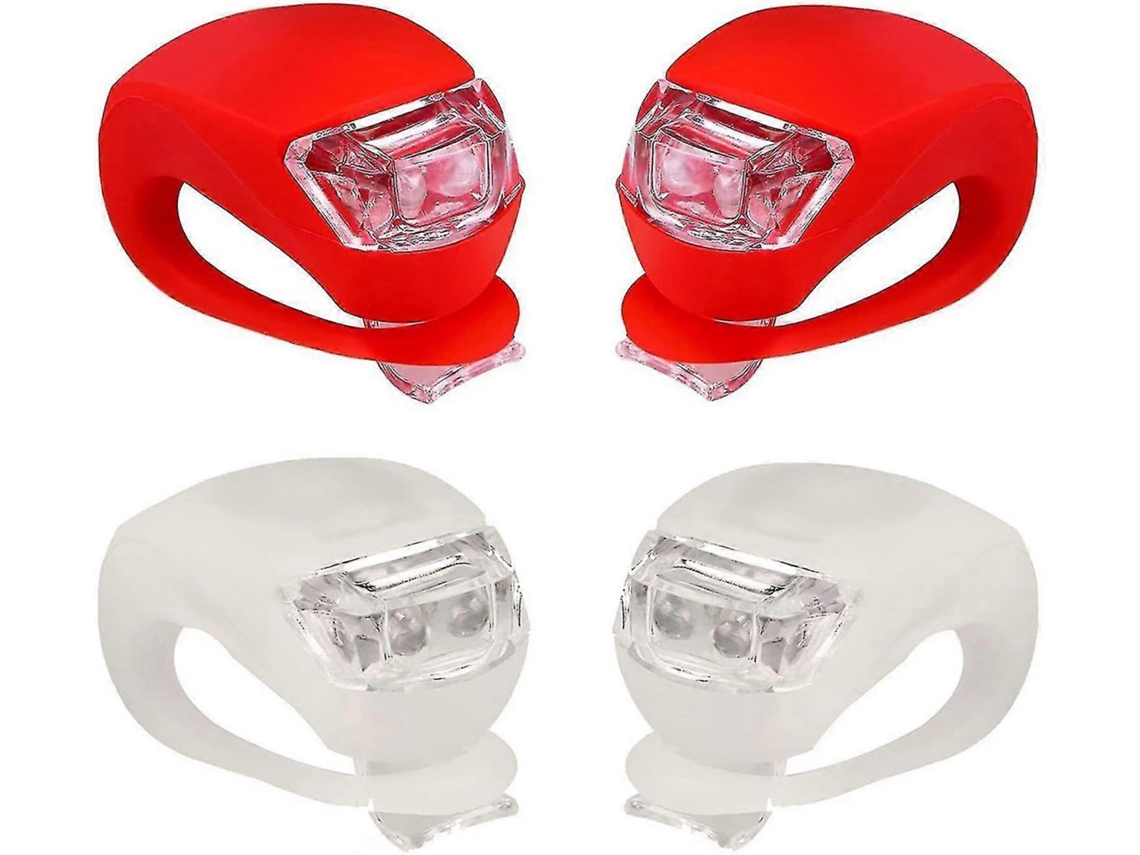 Juego de 2 pares de luces LED de silicona seguras para bicicleta, ideales para carreteras mojadas y ciclismo de montaña.