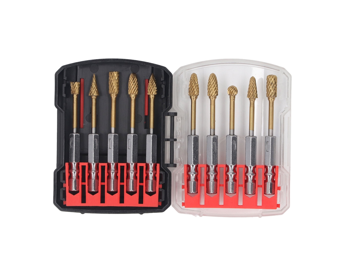 Juego De 10 Brocas De Carburo Con Mango Hexagonal De 1/4 Pulg. Para Amoladora Angular Rotativa, Metal Y Madera.