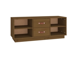 Mueble de TV en madera maciza de pino, marrón miel, MAISON EXCLUSIVE (100x34x40 cm)