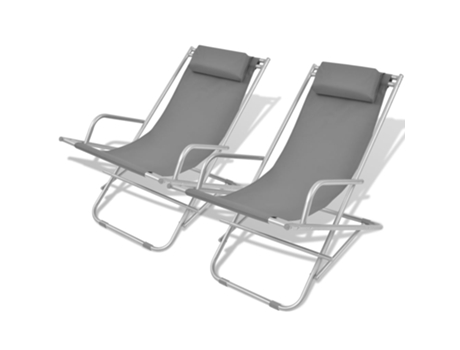 MAISON EXCLUSIVE Tumbonas reclinables 2 unidades acero gris