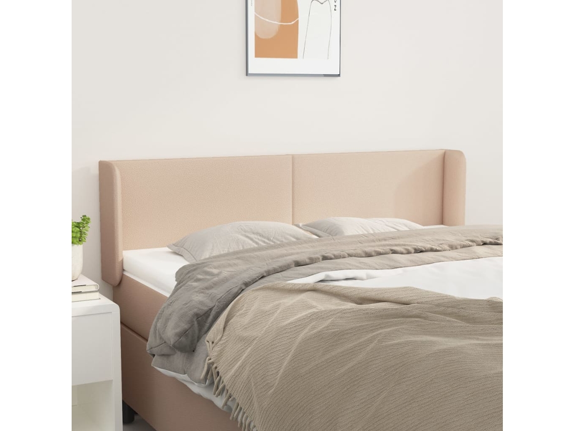Cabecero De Cuero Sintético Color Capuchino 147x16x78/88 Cm