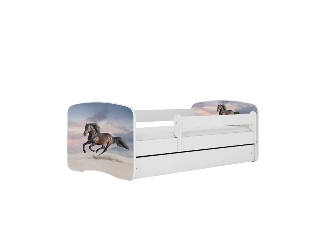 Cama infantil Kocot de 140 x 70 cm con colchón Babydreams Galloping Horse blanco