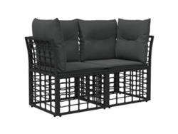 Maison Exclusive - Conjunto De Sofás De Exterior 11 Pcs Negro Y Gris Oscuro