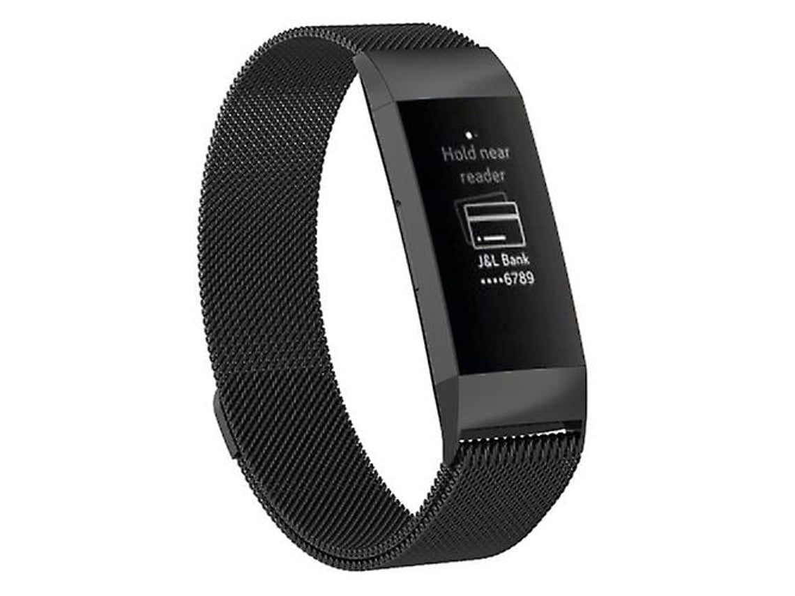 Correa para Fitbit Charge 4, tamaño grande, 210 x 18 mm, color negro, correa magnética de acero inoxidable Chennnls.