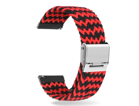 Correa de nailon ajustable estirable trenzado 22mm para Samsung Gear S3 Classic/Gear S3 Frontier/Gear S4 - negro/banda roja