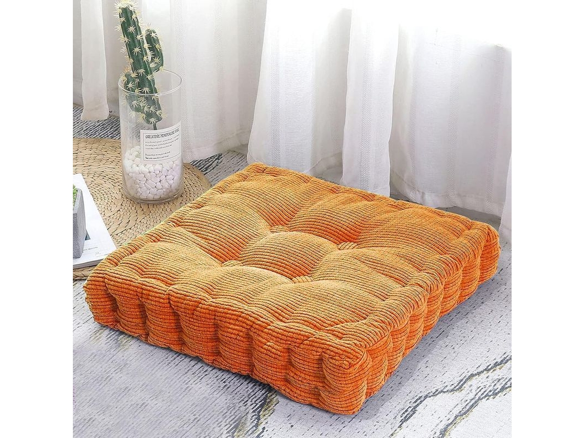 Rebe-cojín Cuadrado Espesor Alto Para Meditación Sala Dormitorio Oficina 20x20 Pulgadas Naranja