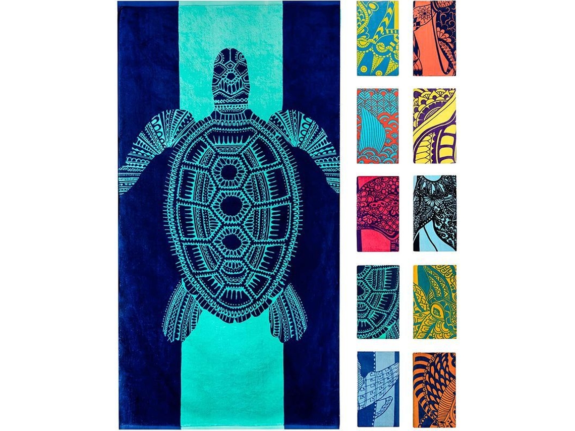 Toalla De Playa Azul Tropical, Diseño Único, Extragrande, Ideal Para Niños Y Adultos.