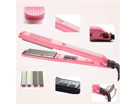 Rizador con Termostato de 5 Velocidades 3 en 1 Intercambiable Maíz Ironpink Bisbisous AUJEZON