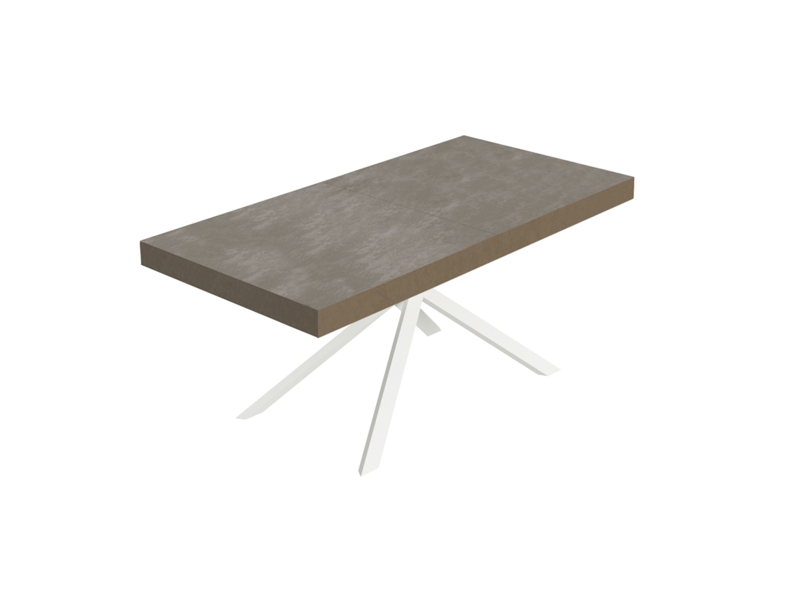 Mesa extensible Niket gris paloma 200/460x90 cm con patas blancas Itamoby