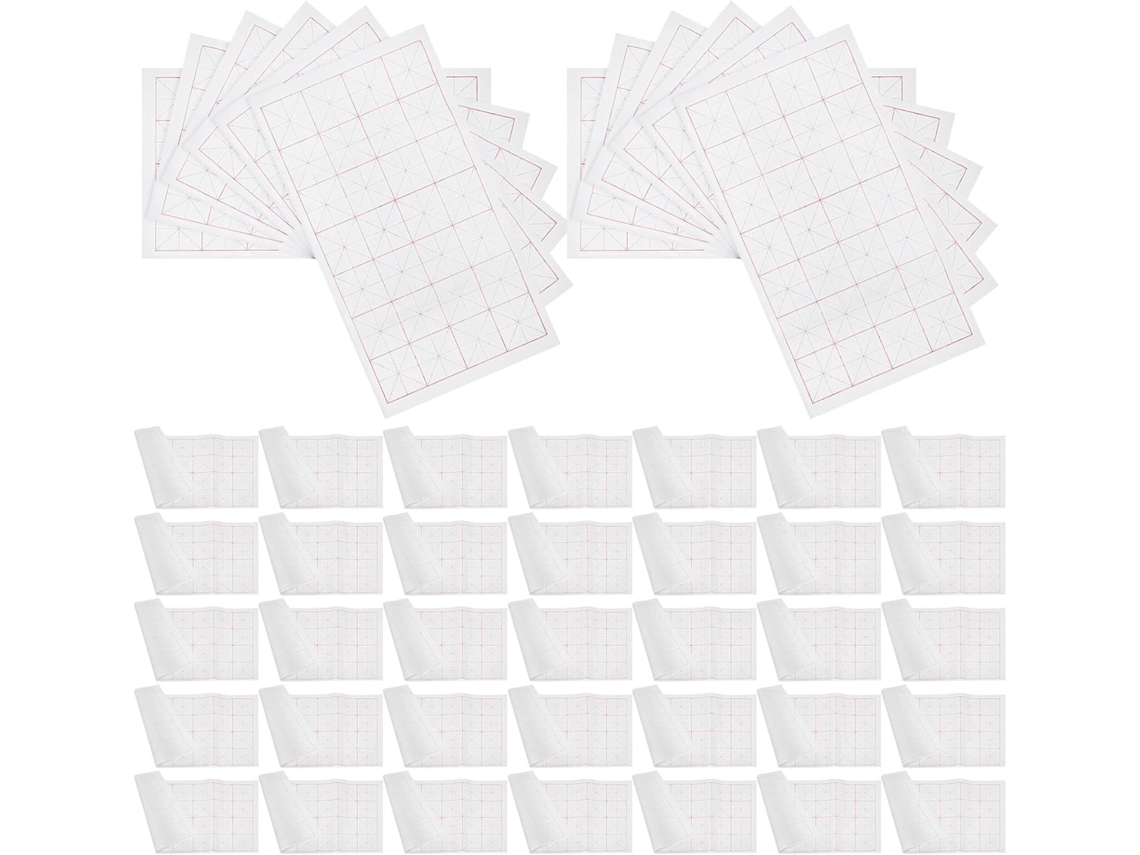 Papel Xuan Semicrudo Con Caligrafía China, 9 Cm X 28 Cuadrados, 100 Hojas
