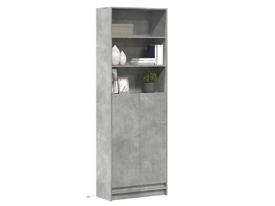 Aparador Con Led Madera Ingeniería Gris Hormigón 69x32,5x200 Cm