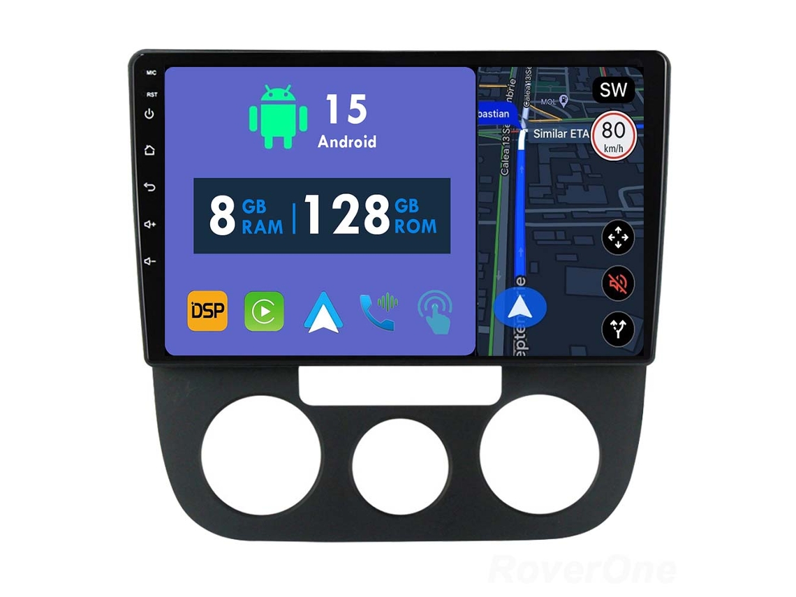 Coche Radio Android Auto Autoradio 8GB RAM 128G ROM CarPlay Navegación GPS Pantalla Táctil RoverOne para Volkswagen Jetta 5 2005 - 2010 