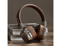 Auriculares inalámbricos Bluetooth, diseño retro, plegables, estéreo de alta fidelidad, baja latencia, compatibles con tabletas, color plateado/marrón, Sfushos