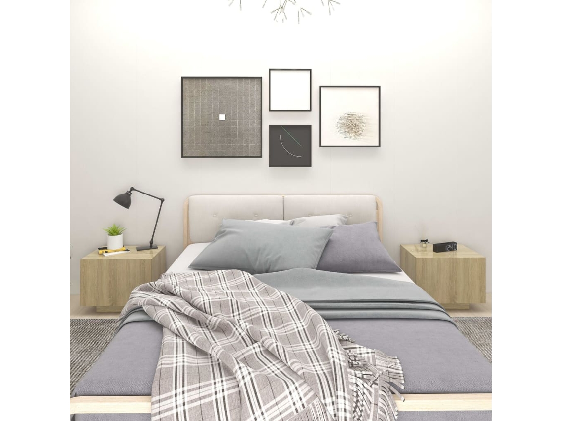 Mesa de Cabeceira LOVELY HOME Mesinha 100X35X40 Cm Contraplacado Carvalho Sonoma