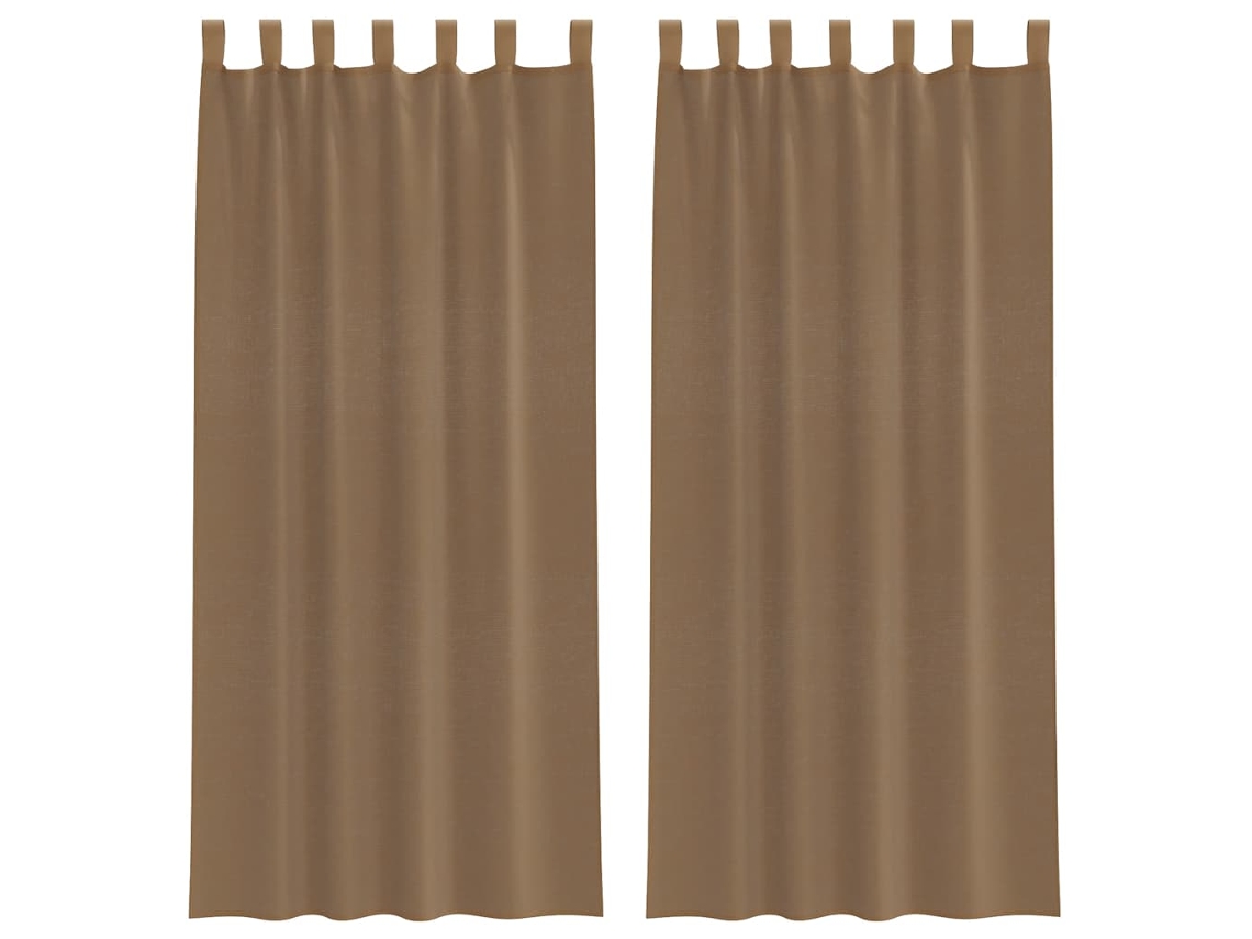 Maison Exclusive - Cortinas De Voile Con Trabillas, 2 Unidades, Marrón Claro, 140x225 Cm