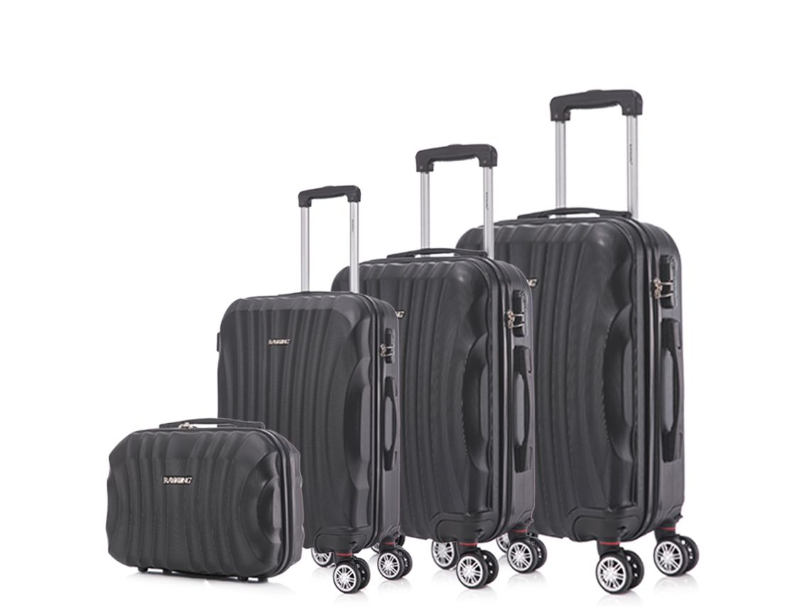 Juego de maletas ABS Rígida 4 pcs/Maleta Cabina 55cm/Maleta Mediana 68cm/Maleta Grande 78cm/Neceser 29cm RAYKONG