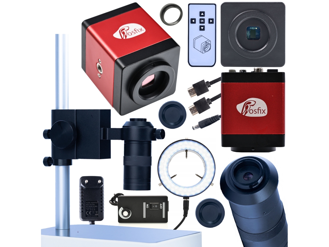 Microscopio Draco Red Pro 4 en 1: cámara HDMI/VGA de 2 MP | lente de 100x | iluminador de 56 LED