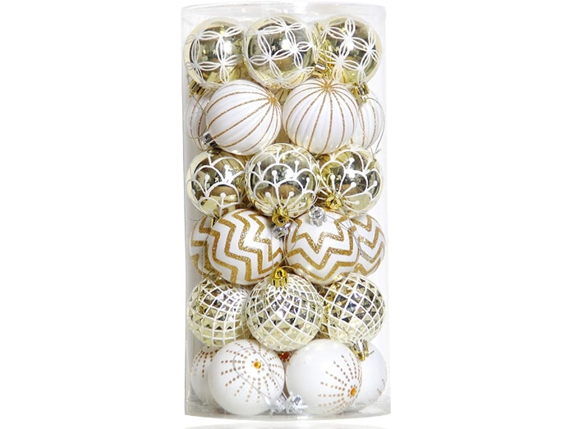 30 Adornos Navideños Irrompibles Y Pintados De 60 Mm, Ideales Para Decorar El Árbol De Navidad, Ergonómicos Y Aptos Para El Uso Diario.