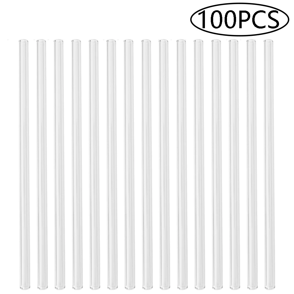 (tubo Recto, 100 Piezas) Pajita Reutilizable, Material De Vidrio De Alto Borosilicato, Ecológico, Accesorios De Bar
