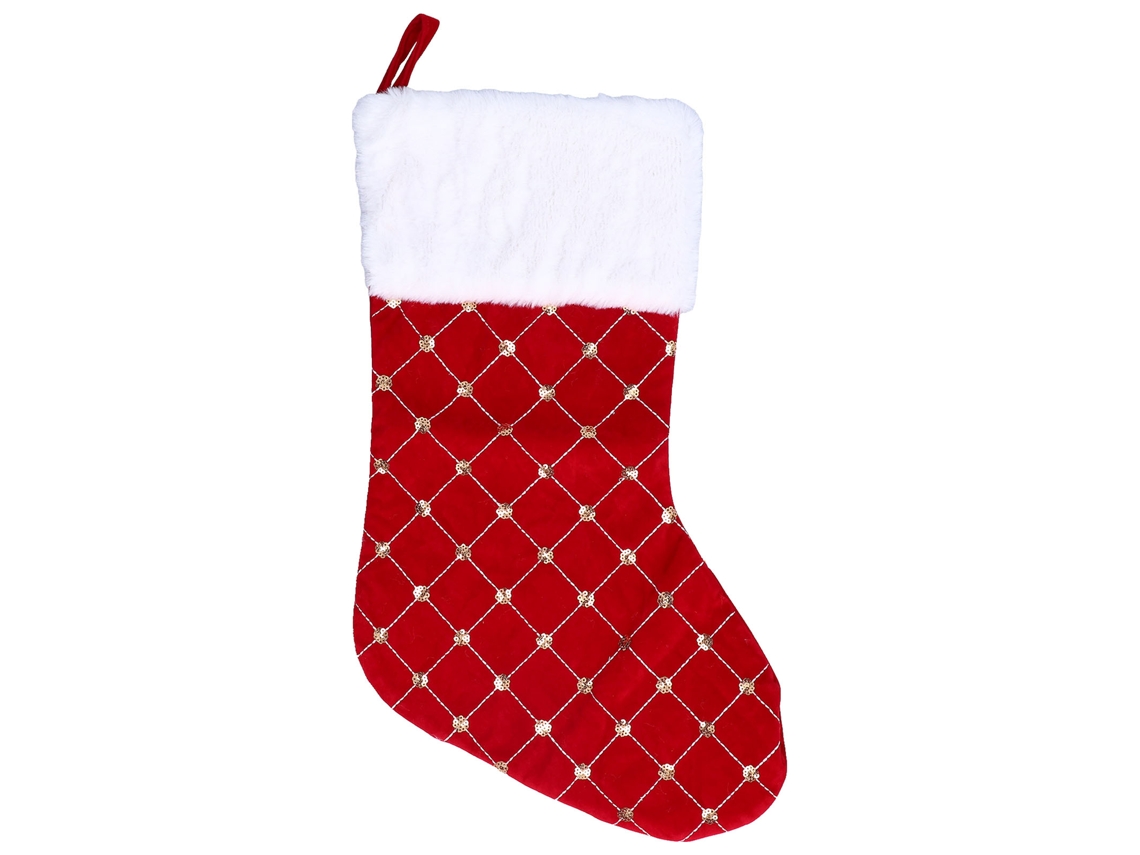 Calcetín navideño con lentejuelas doradas, decoración navideña