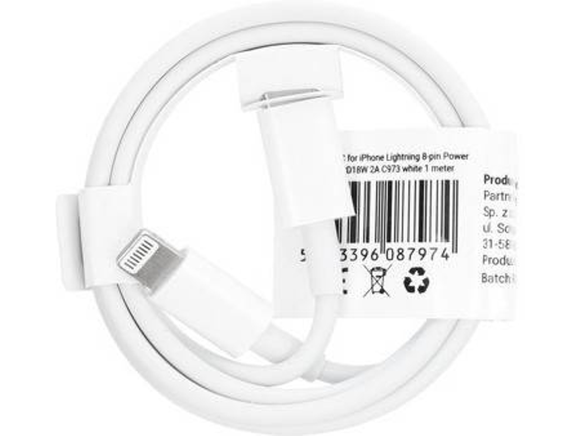 Cable LMOBILE Pd18w (Lightning - 1 m - Blanco)