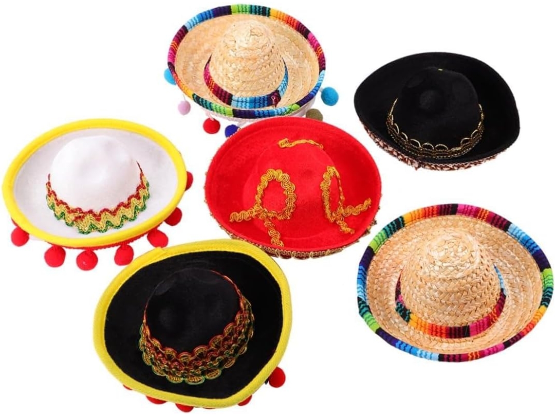 Conjunto De 6 Mini Faixas De Cabelo, Chapéus De Palha Folclóricos Mexicanos, Unissex, Para Meninos E Meninas.