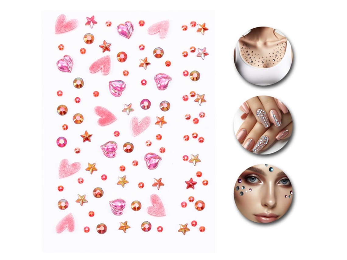 Sticker Corazones rosa para uñas y piel