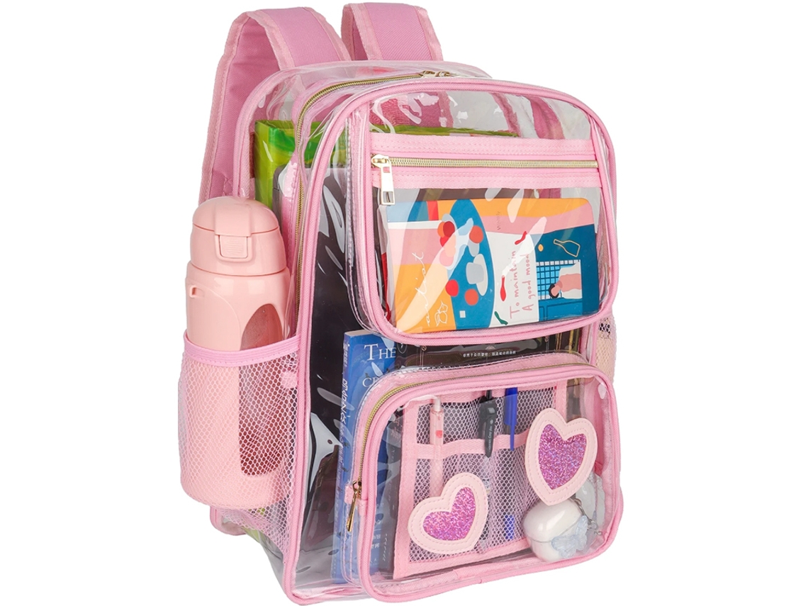 Mochila Multifuncional Elegante Rosa Transparente