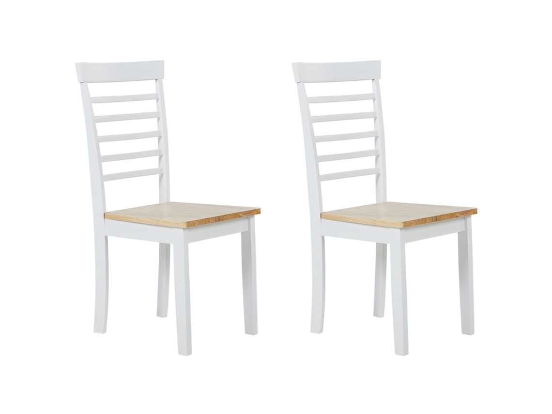 Conjunto de 2 cadeiras de jantar em madeira de seringueira BELIANI Battersby de Madeira de seringueira Castanho claro 40x40x94