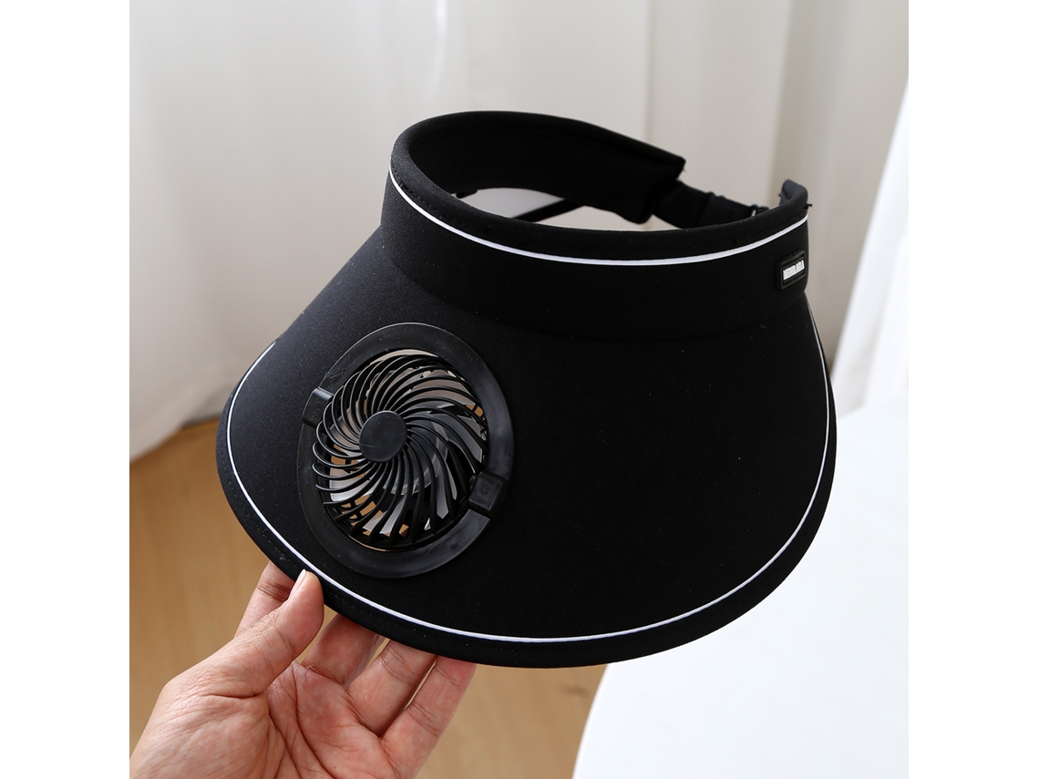 (negro) Sombrero De Sol De Larga Duración Con Ala Ancha, Carga Solar Y Potente Ventilador.