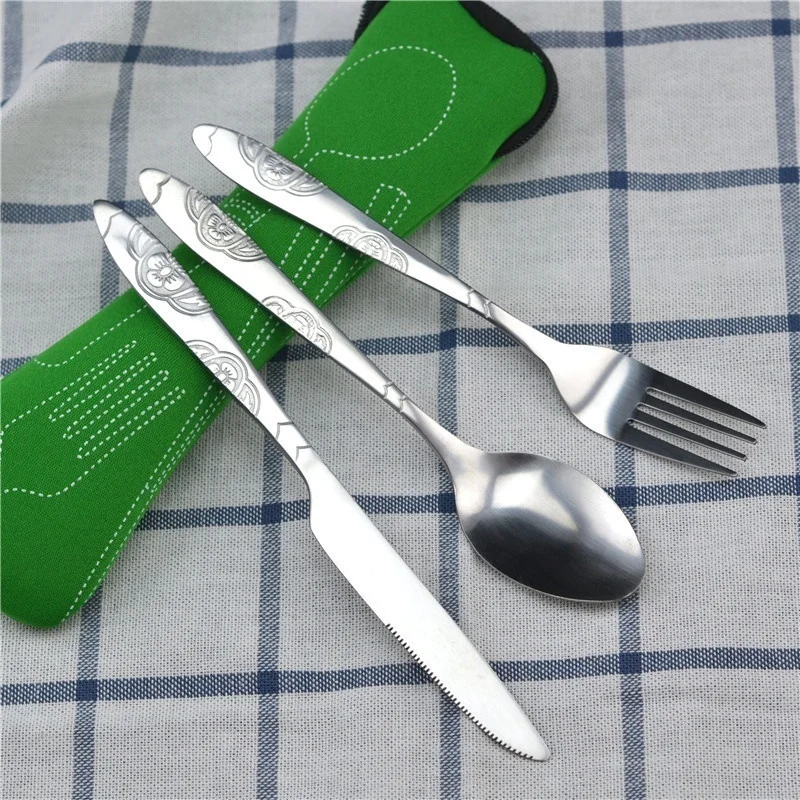 (estilo 2) Juego De Vajilla De Picnic Portátil Con Cremallera, Incluye Cuchillo, Tenedor Y Cuchara.