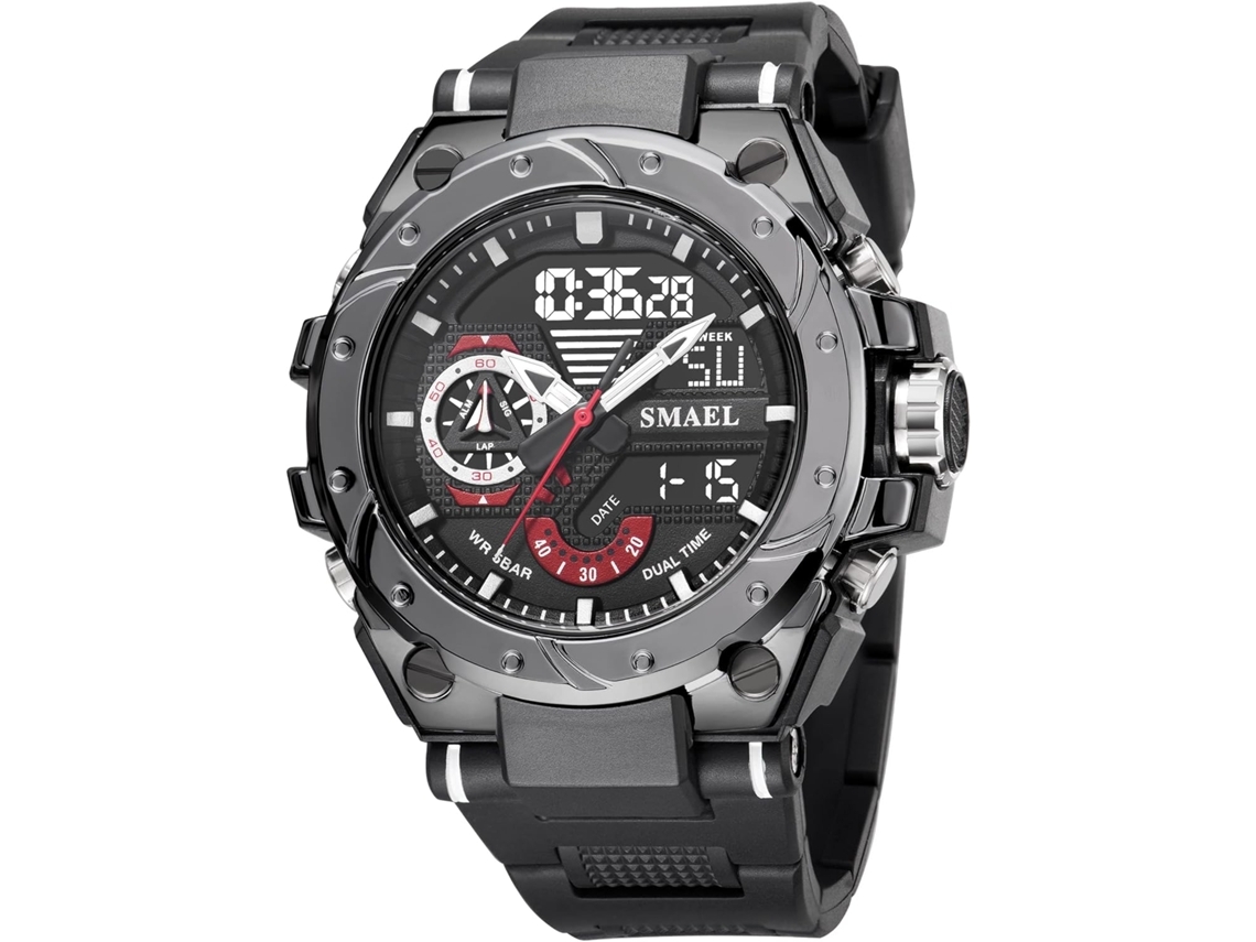 Reloj De Pulsera Con Correa De Pu A Prueba De Agua De 50 M Con Fecha De Alarma - Negro