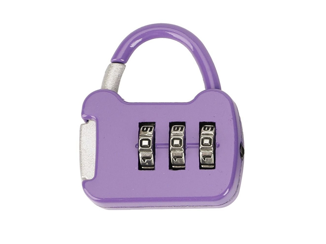 (morado) Candado Portátil De Tres Dígitos Para Equipaje De Viaje, Con Cremallera Y Combinación.