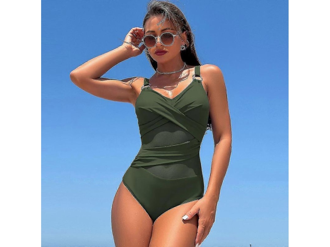 2026-traje De Baño De Una Pieza De Nylon Para Mujer Con Control De Abdomen Cuello En V Sexy Ajustable Sin Armadura Azul S2024123014535