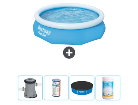 Piscina hinchable redonda Fast Set BESTWAY - 305 x 76 cm - Azul - Bomba incluida Filtrar - Cubrir - Cloro