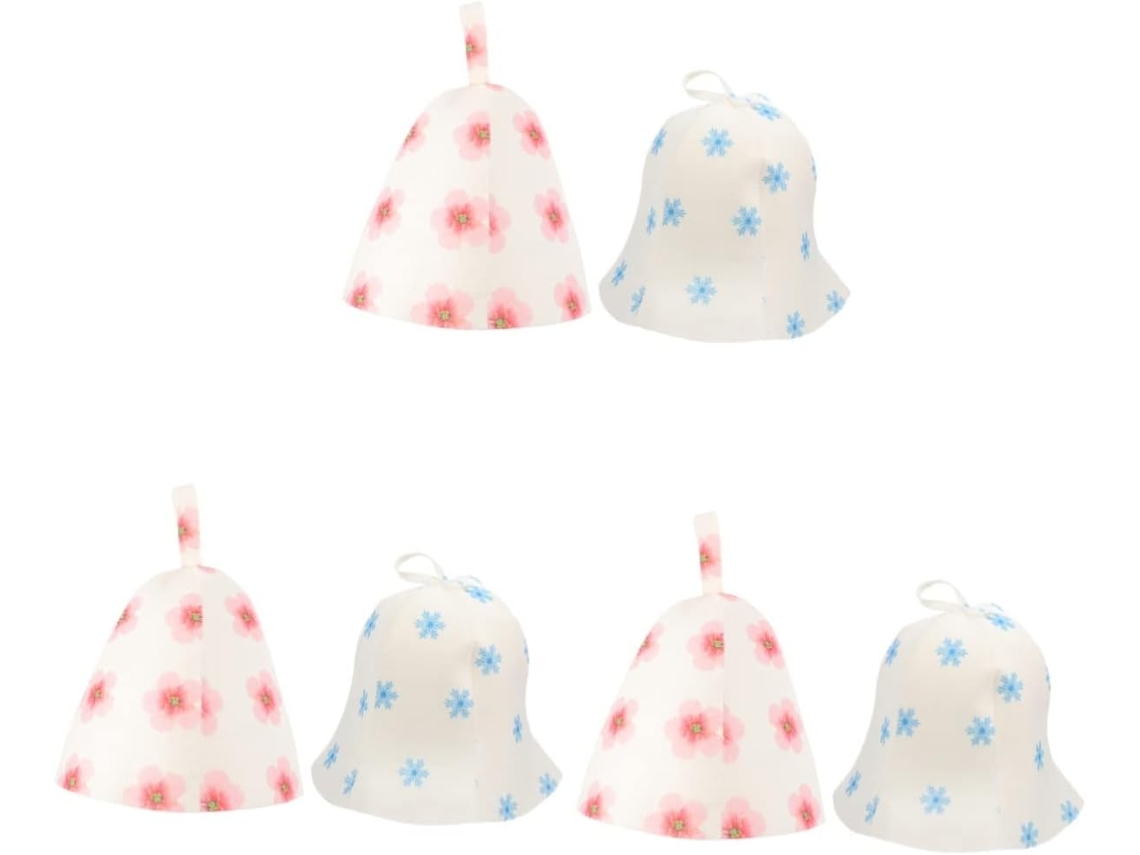 Juego de 6 gorros de sauna de lana para hombre con estampado floral de fieltro. Gokoco