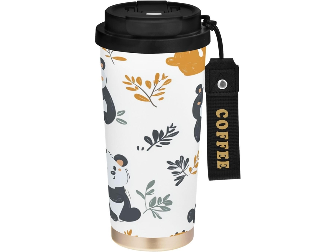 Taza térmica con forma de panda, de acero inoxidable, libre de BPA, 500 ml, sin marca.