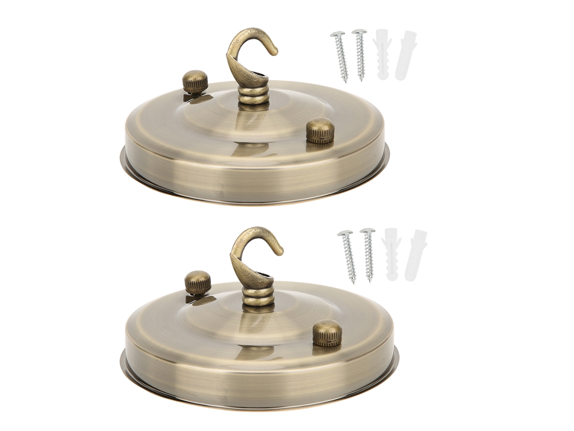 2026-2pcs Placa De Colgadura De Lámpara De Techo Hierro Gancho Canopy Decoración Accesorio Diy Bronce